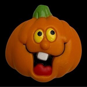 Vintage Jack O' Lantern Brooch Pin Pumpkin Silly Face 1980s Russ Halloween